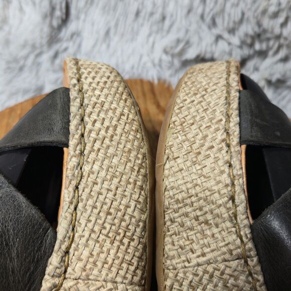 Born Alaina Womens 8M/39 Platform Wedge Black Leather Ankle Strap Buckle Sandal - Picture 8 of 11